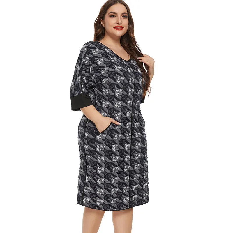 2020 Fall womens Long sleeves Printed Dress fashion Ladies Retro party elegant Plus Size dresses Women Clothing 4XL 5XL 6XL