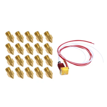 

3D Printer Extruder Hot End Kit MK8 0.4Mm Nozzle with Aluminum Heating Block for Ender 3 Pro Creality with 20 PCS 3D Printer Noz