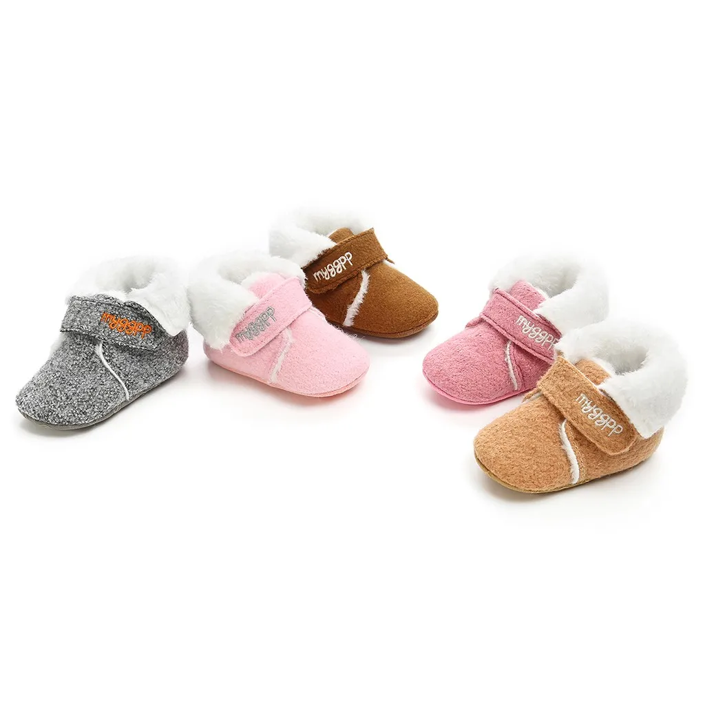 Зимние теплые однотонные ботинки для маленьких девочек и мальчиков; ботинки; Детский костюм; высокое качество