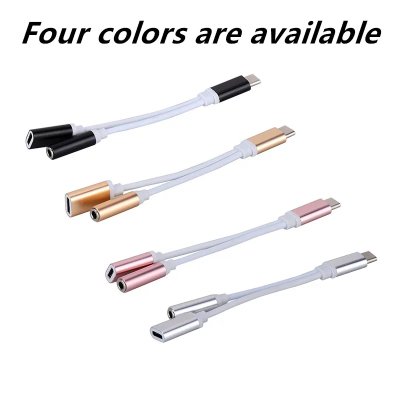 2 в 1 Тип C до 3,5 мм зарядное устройство для наушников аудио разъем USB C кабель портативный type-C до 3,5 мм разъем адаптер для мобильного телефона