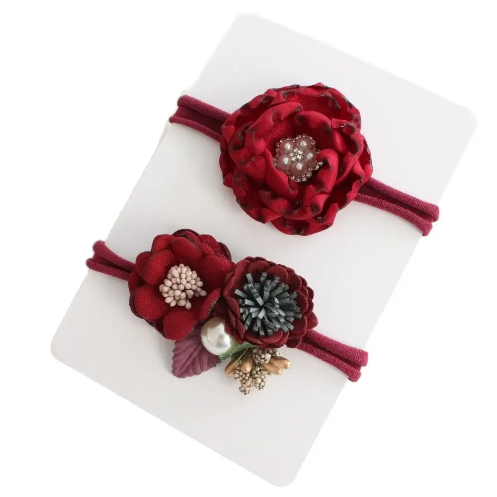 Boutique Flower Headband Kids Girl Nylon Headband Elastic Strench Headwear