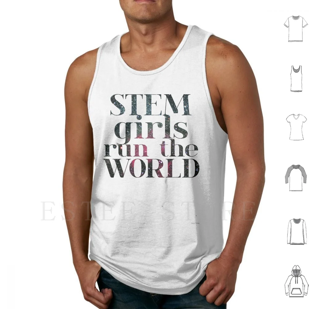 Stem Girls Run The World Canotte Canottiera Cotton Girls Womens Stem Science Chimica Biologia Ingegnere Ingegneria Scienziati