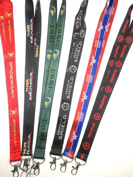 

New 30pcs cartoon Superheros Neck Strap Lanyards Badge Holder Rope Pendant Key Chain Accessorie