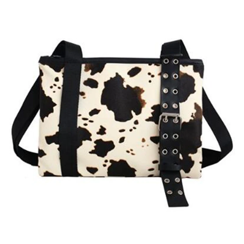 

ABZC-Female Bag Animal Print Shoulder Bag Pu Leather Cow Pattern Female Bag Personality Girl Mobile Wallet