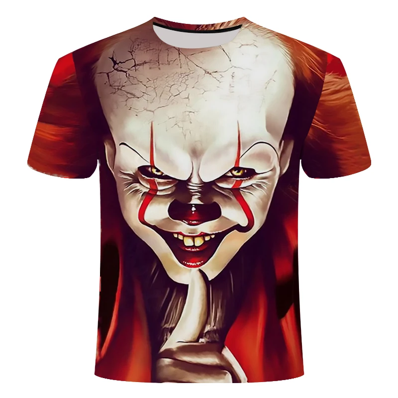 Летняя забавная футболка с 3D принтом «IT Joker», Повседневная футболка для мужчин и женщин с изображением клоуна из фильма ужасов, уличная одежда в стиле хип-хоп, футболка, топ