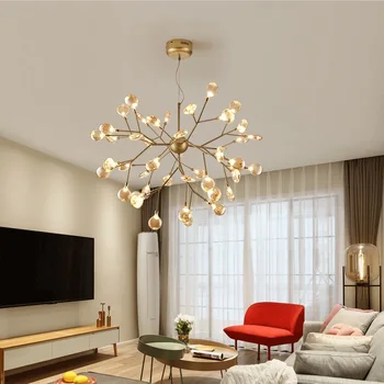 

Lukloy Firefly Chandelier Modern Postmodern Living Room Decorative Lamp Iron LED Suspension Dining Room Pendant Bedroom Light AC