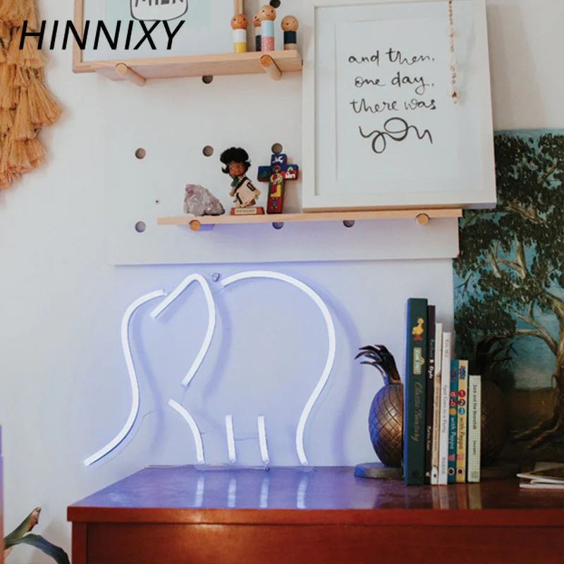 Hinnixy 45 стилей 3D неоновая лампа светодиодный ночник единорог слон вывеска для