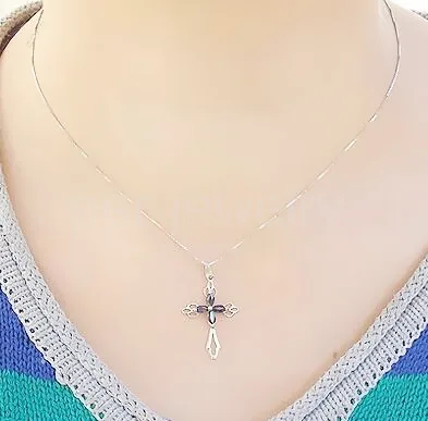 natural sapphire Подвеска в виде креста, настоящая подвеска с аметистом,, серебро 925 пробы, 0.15ct* 4 шт, драгоценный камень C18052801 - Цвет камня: natural sapphire