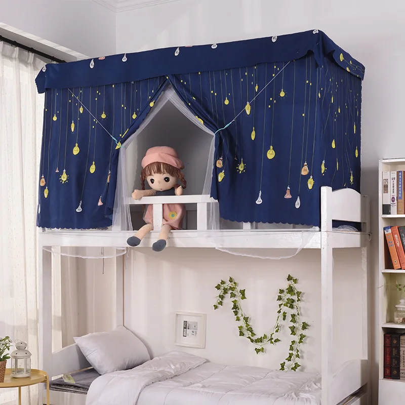 

Students Dormitory Mosquito Net Curtains One-piece Dual Purpose Upper Berth Bunk Double Layer Shade Single Bed And with Zipper M