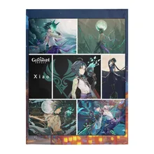 Genshin – couverture imprimée à carreaux Xiao, couvre lit confortable et décontracté, Design de marque, pour la maison, le lit ou le canapé 