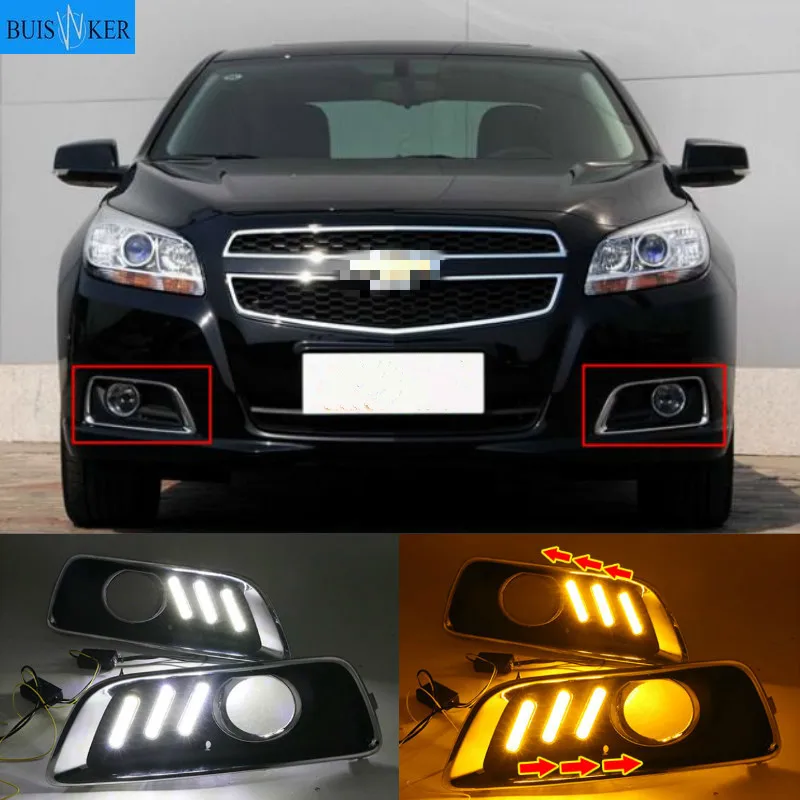 

Дневные ходовые огни для Chevrolet Chevy Malibu 2011-2015, дневные ходовые огни с указателем поворота, противотуманные фары, дневсветильник огни, Стайлинг автомобиля, 2 шт.