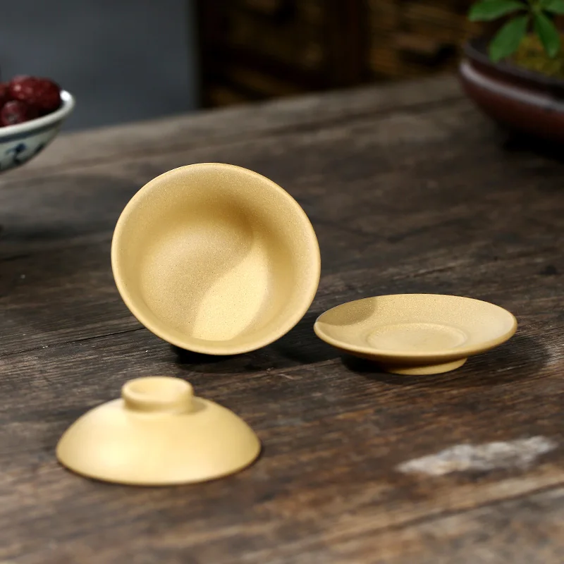 Yixing Gaiwan 160 мл чайная чаша из натуральной фиолетовой глины, чайная супница, набор с крышкой и блюдцем, чайный набор кунг-фу, чайная посуда, контейнер для чая