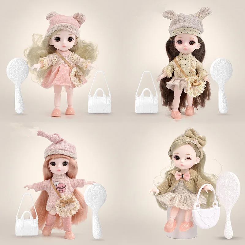 

New 16cm BJD Mini Doll Fashion Dressup Princess 13 Joint Movable 3D Big Eyes Beautiful DIY Toy 2020 New Year Christmas Gift