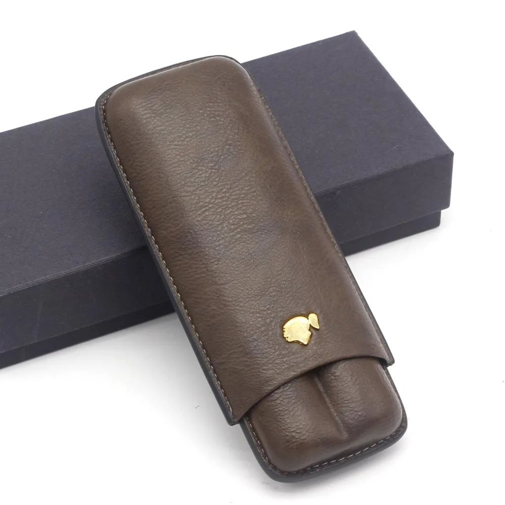 COHIBA кожаный чехол для сигар, карманный, для сигар, для путешествий, мини коробка для сигар, для улицы, аксессуары для 2 сигар, держатель, трубка