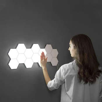 

DIY Magnetic Hexagons Decoration Mosaic Modular Touch Sensitive Lighting Wall Lamp Led Night Light for holiday Study room Lamp
