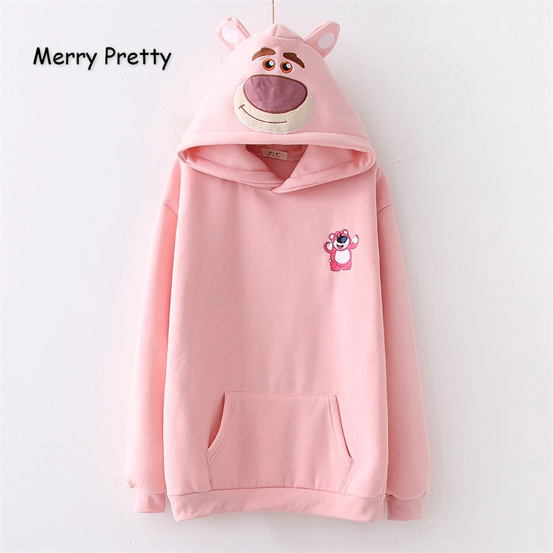 Женские толстовки с капюшоном MERRY PRETTY ушками на капюшоне вышивкой из мультфильма