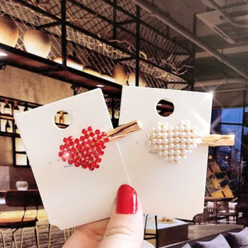 

Fashion Heart Shape Pearl Rhinestone Hair Clips For Women Hairpins Shiny Heart Hairgrip Fashion Hair Accessories Gift