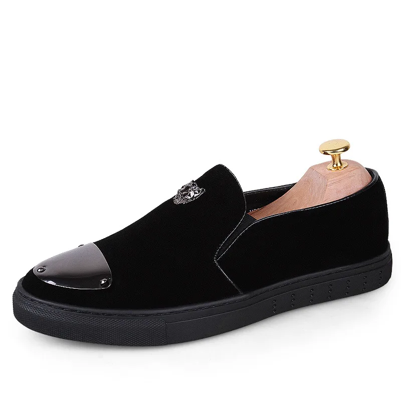 

AmzBarley Men Shoes Casual PU Leather Non-slip Metal Shoes Personality Youth Tide Lazy Nightclub Loafer Zapatos De Hombre SH172