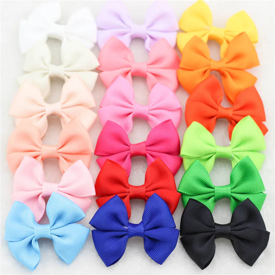 

30Pcs/lot 2.5"Ribbon Bow knot for Girls Soild Color Bow with clip Children Hair accessories Baby Girl Grosgrain Boutique Hairpin