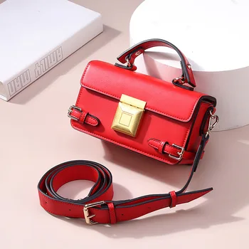 

2020 Genuine Leather Mini Bags for Women Fashion Button Messenger Shoulder Bag High Quality Ladies Handbags and Purses 6 Colors