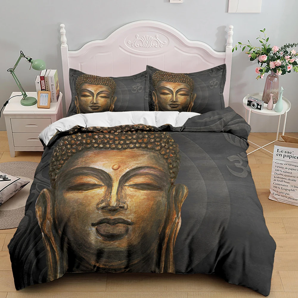 Buddha Statue Bedding Set Comforter 3D Print Luxury Queen King Single Duvet Cover Set Home Textile Decoration Fantasy Adult