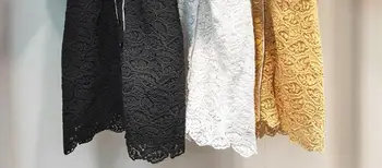 

2020 New Early Spring Lace Hollow Out Women Mini Dress Ladies Short Sleeve Turn-down Collar Sexy Sweet Female Buttons Dresses