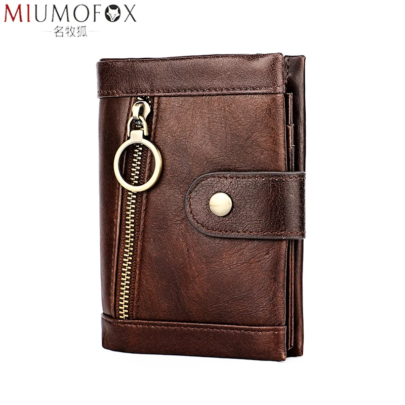 

Men Wallet Genuine Leather Men's Purse RFID Blocking Design Male Wallets with Zipper Coin Pocket and Removable Card Holder 2020