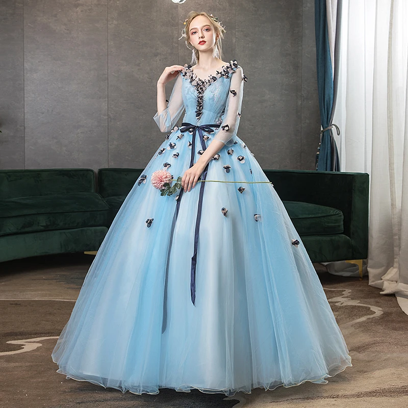 Mrs Win Quinceanera платья 2021 Новые вечерние бальные с рукавом три четверти и v образным