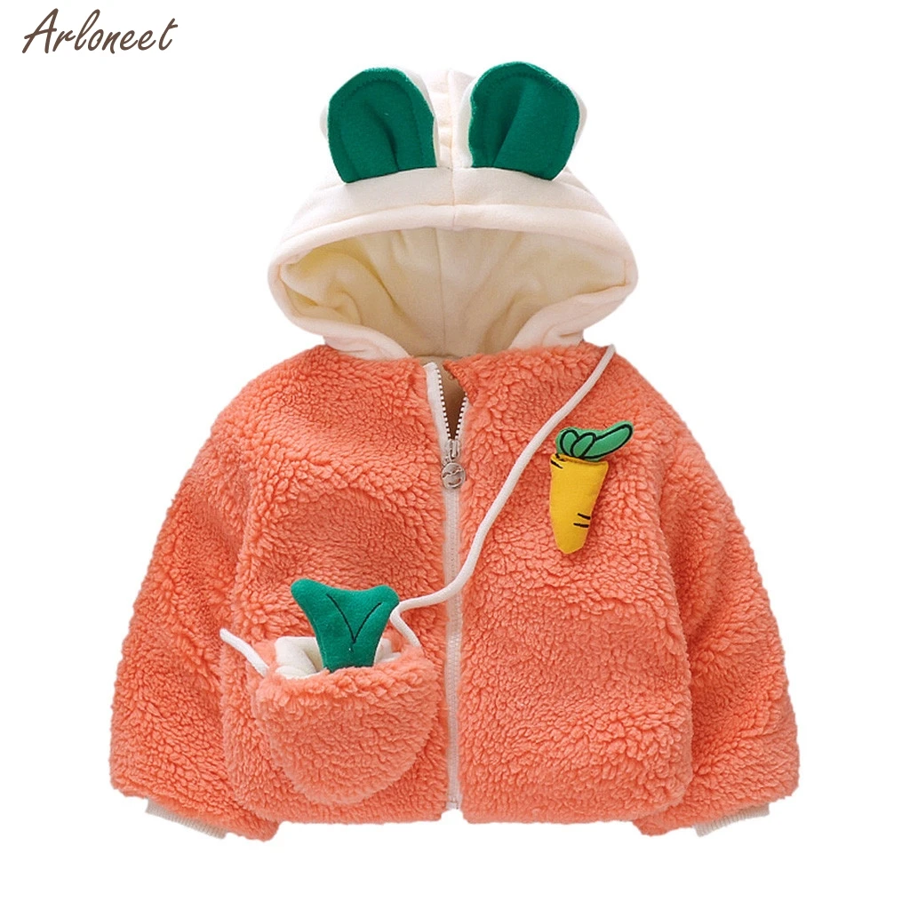 Fleece Winter Parkas Kids Jackets For Girls Boys Warm Windproof Coat Cartoon Hooded Outwear Jacket+Bag Infant Overcoat
