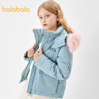 

Balabala Girls cotton coat 2020 winter new children cotton coat middle-aged and elderly children corduroy cotton coat