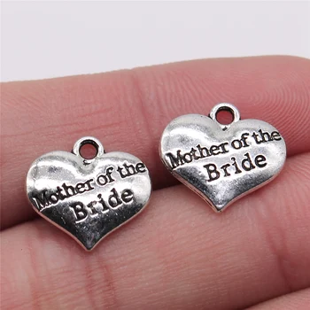 

WYSIWYG 6pcs Antique Silver Color 14x15mm Mother Of The Bride Charms For Jewelry Making Jewelry Findings