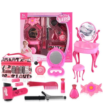 

13pcs/set Children Dresser Play Set Simulation Makeup Tool Kit Pretend Play House Toy Gift For Girls - Superior/Luxury