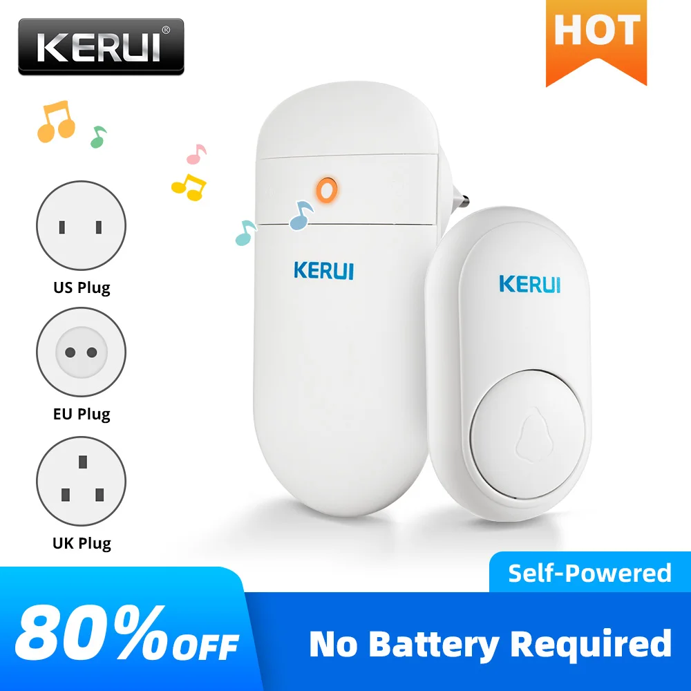 KERUI-timbre inalámbrico M518 con 52 canciones, para seguridad del hogar, inteligente, con luz LED y botón