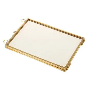 

Vintage Hanging Metal Photo Frame + Glass and 2 Glass Side gold + transparent 8.9 x 12.7 cm