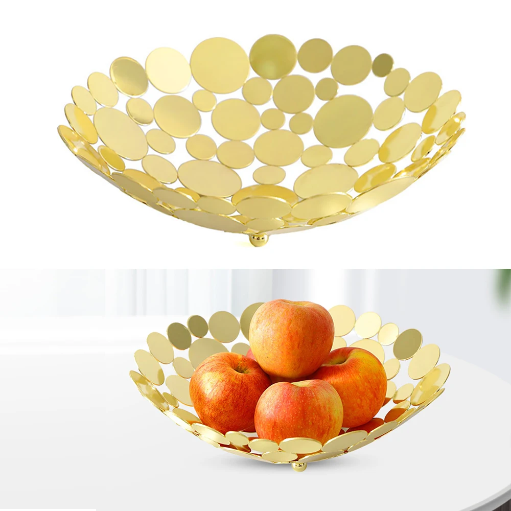 

Nordic Fruit Basket Container Bowl Tray Gold Metal Candy Snacks Nuts Vegetable Storage Modern Creative Home Holder Table Storage