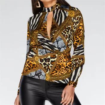 

Animal Print Blouse Shirt Women Casual Leopard Chiffon Blouse Cut Out V-Neck Blouses Loose Ladies Tops Blusas Mujer De Moda 2019