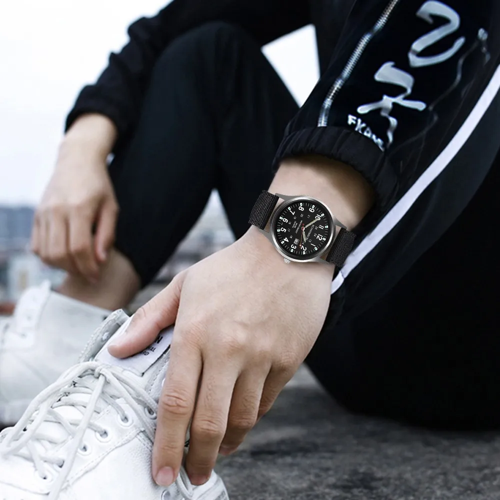 Fashion Creative Geometric Round Nylon Men Watch With Calendar Function Luxury Men Business Casual Quartz Wristwatches Top Brand