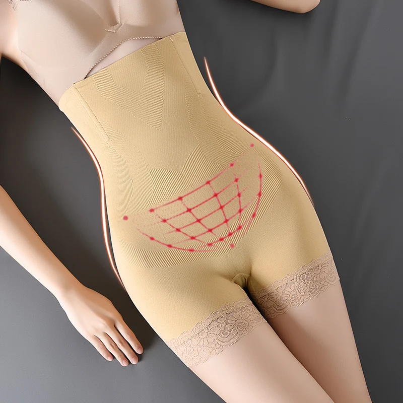 Women seamless body shaper underwear Lady high waist lift buttocks panty shapers Lace waist safety