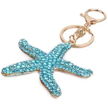 Стиль западный стиль Творческий алмаз набор синий брелок с морской звездой автомобиль универсальный висячие украшения кулон хит