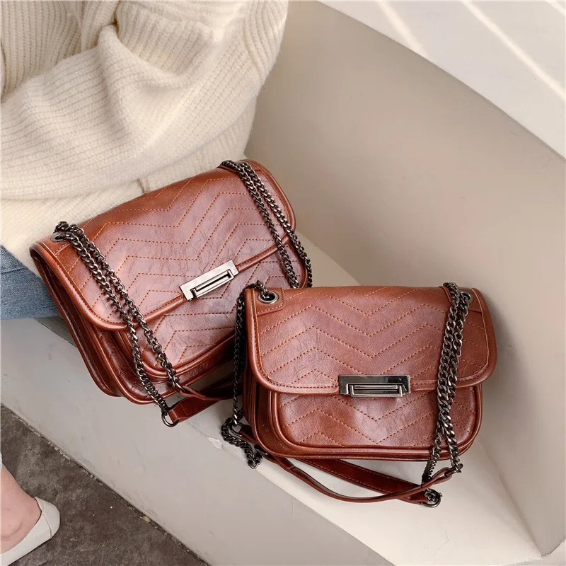 

Western Style New Arrival Big Bag Women's 2019 New Style Fashion Spiraea Chain Shoulder Bag Retro Popular Online Celebrity Shoul