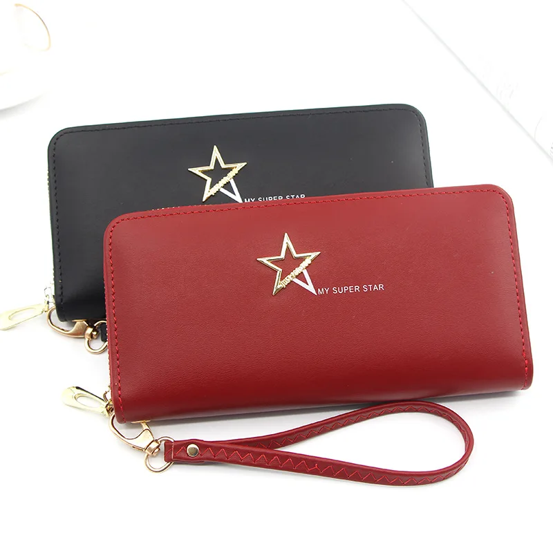 

MONNET CAUTHY New Long Wallets Practical Zipper Large Capacity Multi-card Slot Purse Solid Color Red Black Blue Pink Grey Wallet