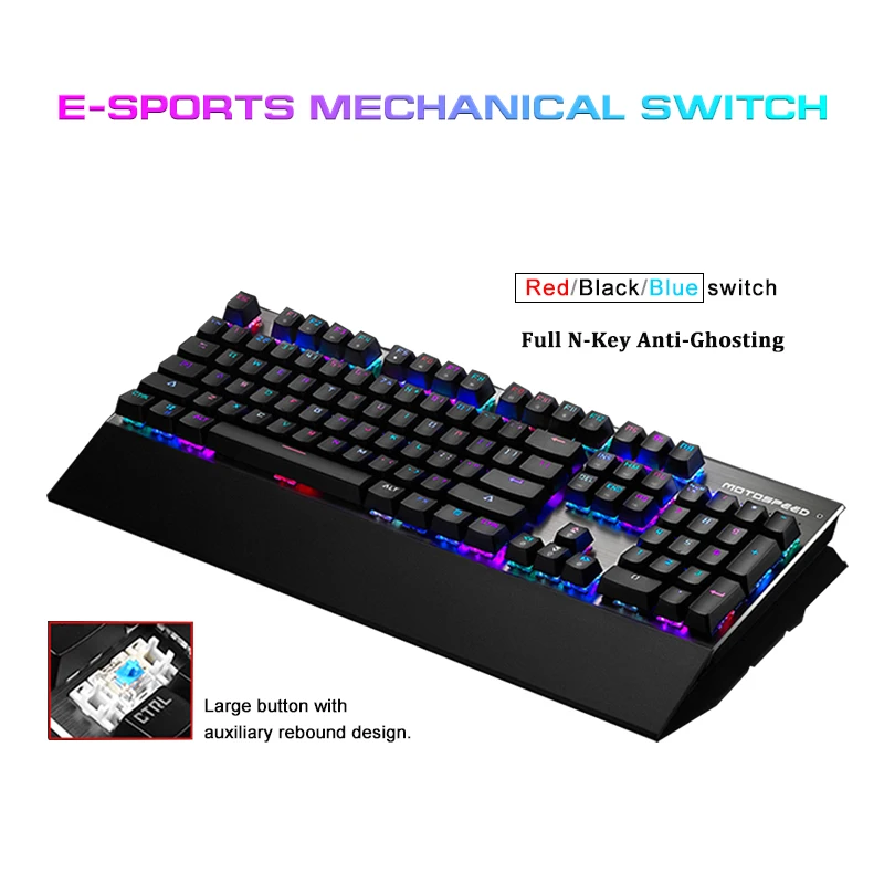 Teclas com Fio Teclado a Laser com o Resto da Mão para Computador Motovelocidade Gaming Teclado Mecânico 104 Rgb Backlit Portátil Computador Gamer Ck108 - Imagem 2
