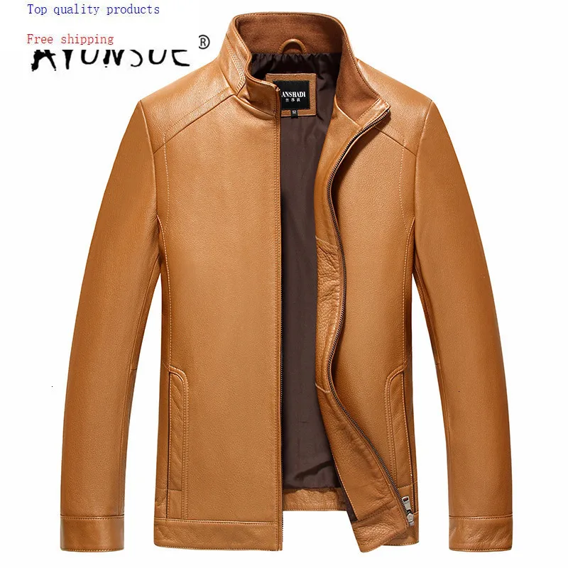 Мужская кожаная куртка из натуральной коровьей кожи на весну и осень Blouson Cuir Homme