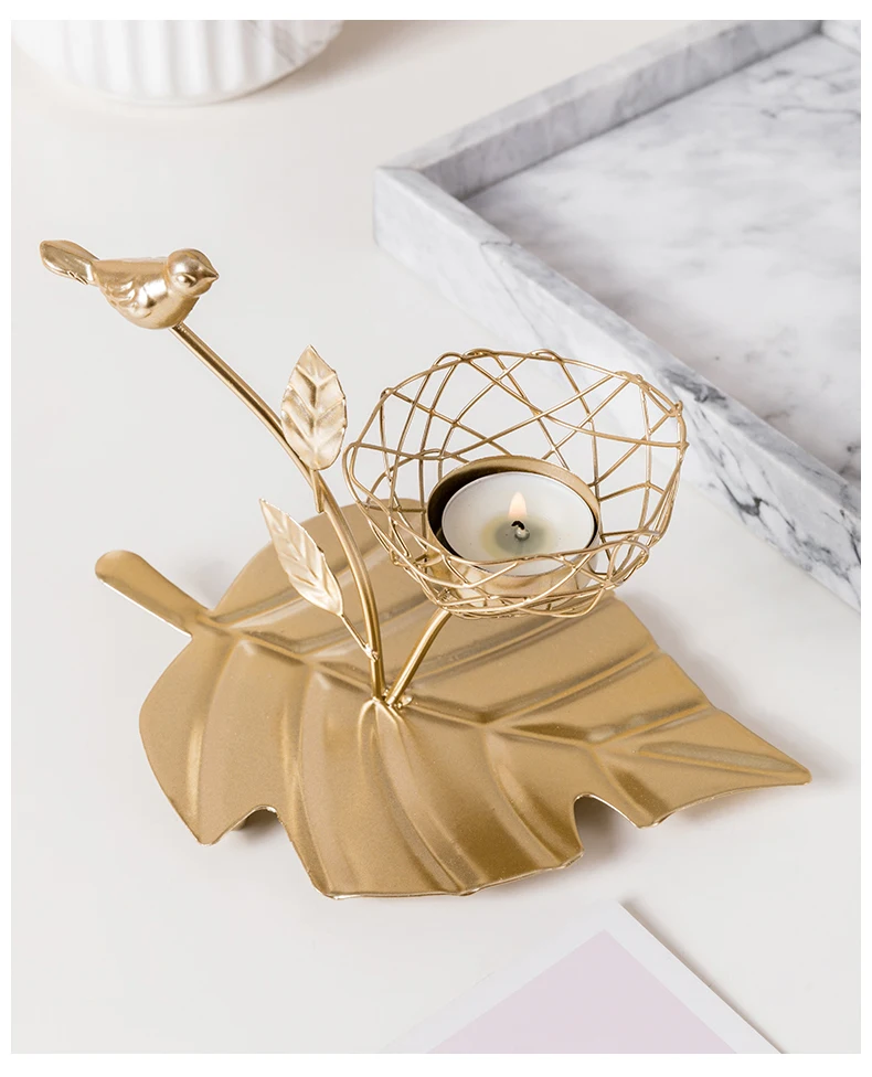 Скандинавский Золотой Железный 3D птичий подсвечник, креативный стол, романтический ужин при свечах, реквизит, рождественские украшения для комнаты, подсвечник