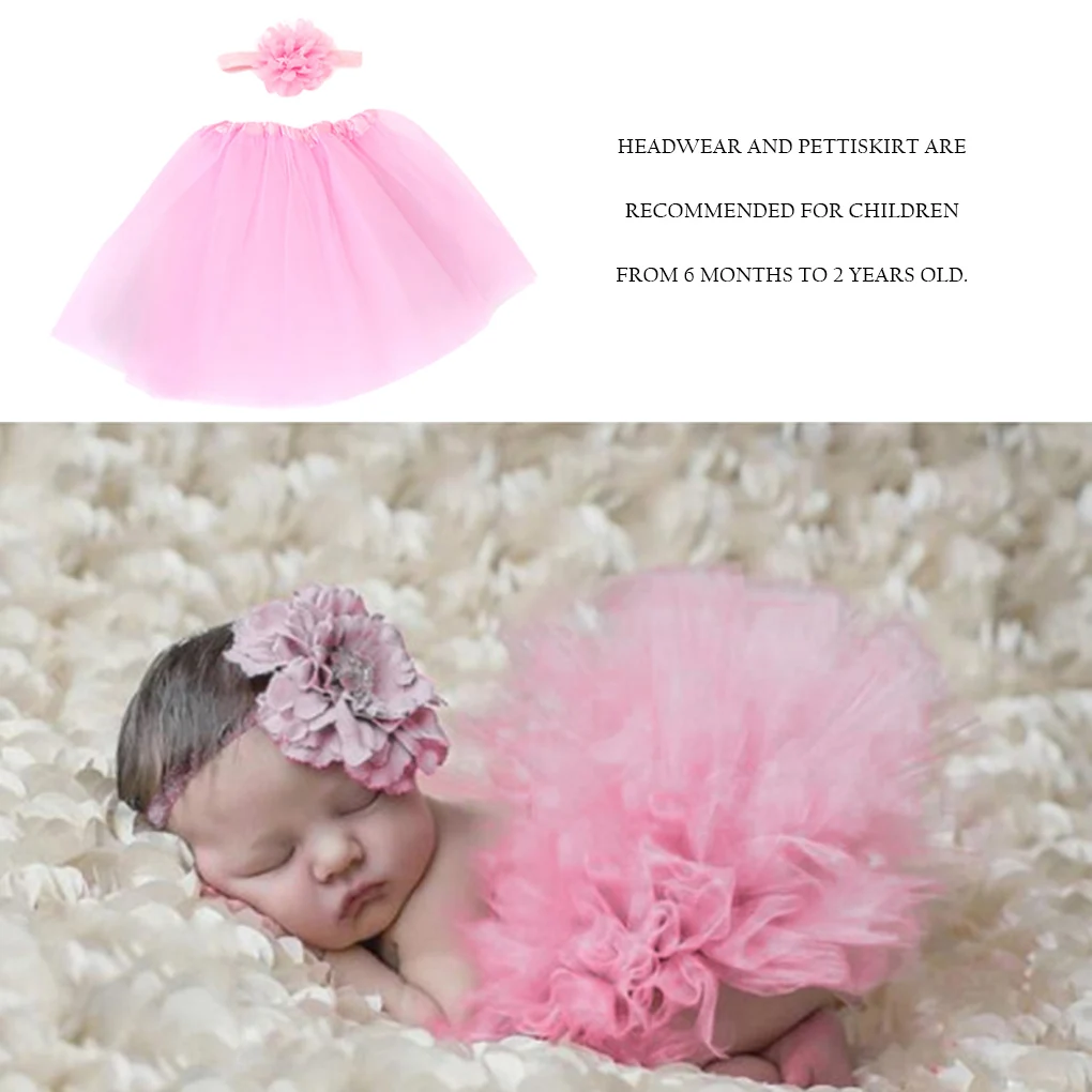 Conjunto de ropa para recién nacidos, falda de tutú de tul con juego de diademas de flores, accesorios de fotografía recién nacido, regalo para bebé