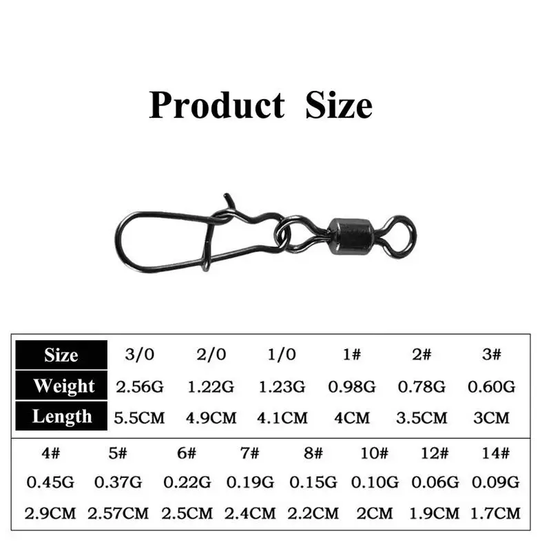 50PCS/Lot Fishing Connector вертлюги Pin Bearing pesca Rolling Swivel 낚시 Snap Fishhook Lure крючки рыболовные Tackle рыбалка