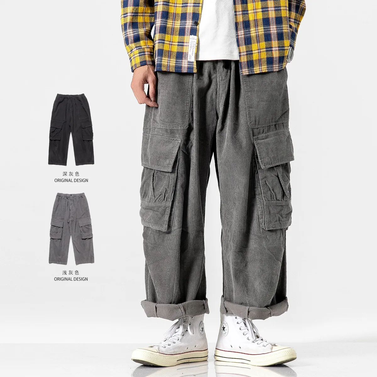 

Panda Stock New Style Casual Pants Men's National Trends Retro Loose Straight Workwear Pants Men's Autumn And Winter Corduroy Tr