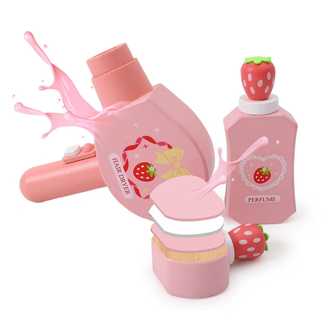 12Pcs 10Pcs Pretend Wooden Makeup Set Simulation Cosmetics Set Pretend Kids Girls Makeup Toys Pink Non-toxic Wood Make up Toys 3