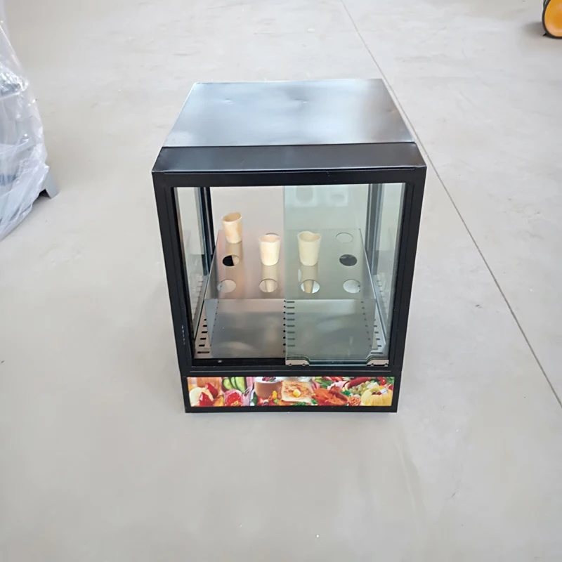 

Conical pizza insulation cabinet cooked food display cabinet long-lasting insulation right angle glass display