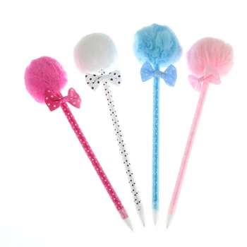 

4 Pcs Student Prizes Creative Promotional Pens Balls Plush Ballpoint Pen Cute Ball-Point Pens School Supplies